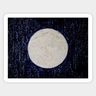 Full Moon in the Night Sky Drawing Sticker